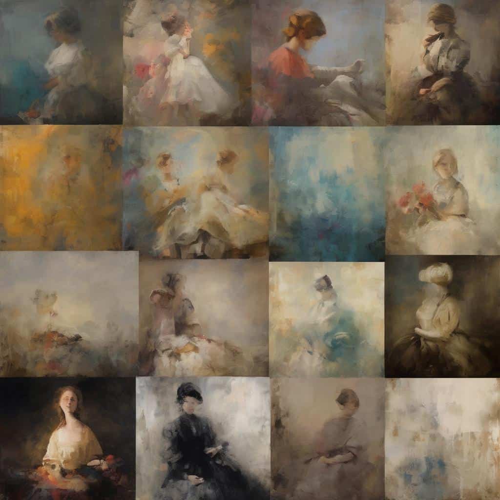 Αποσπάσματα μελετών ζωγραφικής νεαρών καλλιτεχνών, που αναδεικνύουν την πορεία προς την καλλιτεχνική αναγνώριση.